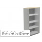 Armario rocada con cuatro estantes serie store 156x90x45 cm acabado an04 gris/blanco