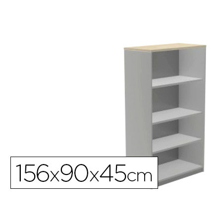 Armario rocada con cuatro estantes serie store 156x90x45 cm acabado ab02 aluminio/gris