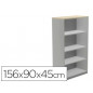 Armario rocada con cuatro estantes serie store 156x90x45 cm acabado ab01 aluminio/haya