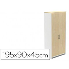 Armario rocada con cuatro estantes y dos puertas serie store 195x90x45 cm acabado aw04 blanco/blanco