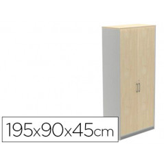 Armario rocada con cuatro estantes y dos puertas serie store 195x90x45 cm acabado ab04 aluminio/blanco