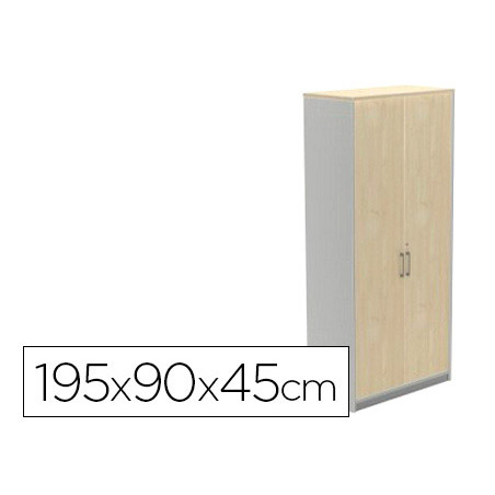 Armario rocada con cuatro estantes y dos puertas serie store 195x90x45 cm acabado ab04 aluminio/blanco