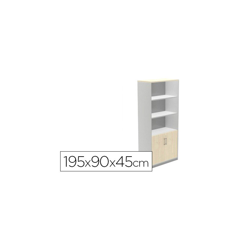 Armario rocada con cuatro estantes y dos puertas inferiores serie store 195x90x45 cm acabado bco/bco