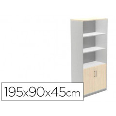 Armario rocada con tres estantes y dos puertas inferiores serie store 195x90x45 cm acabado ab04