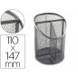 Cubilete portalapices q-connect plata metal redondo rejilla con 3 compartimentos diametro 110 mm alto 147 mm