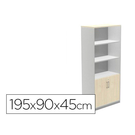 Armario rocada con tres estantes y dos puertas inferiores serie store 195x90x45 cm acabado ab02