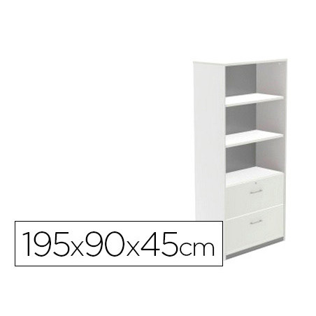 Armario rocada con tres estantes y dos cajones inferiores serie store 195x90x45 cm acabado aw04