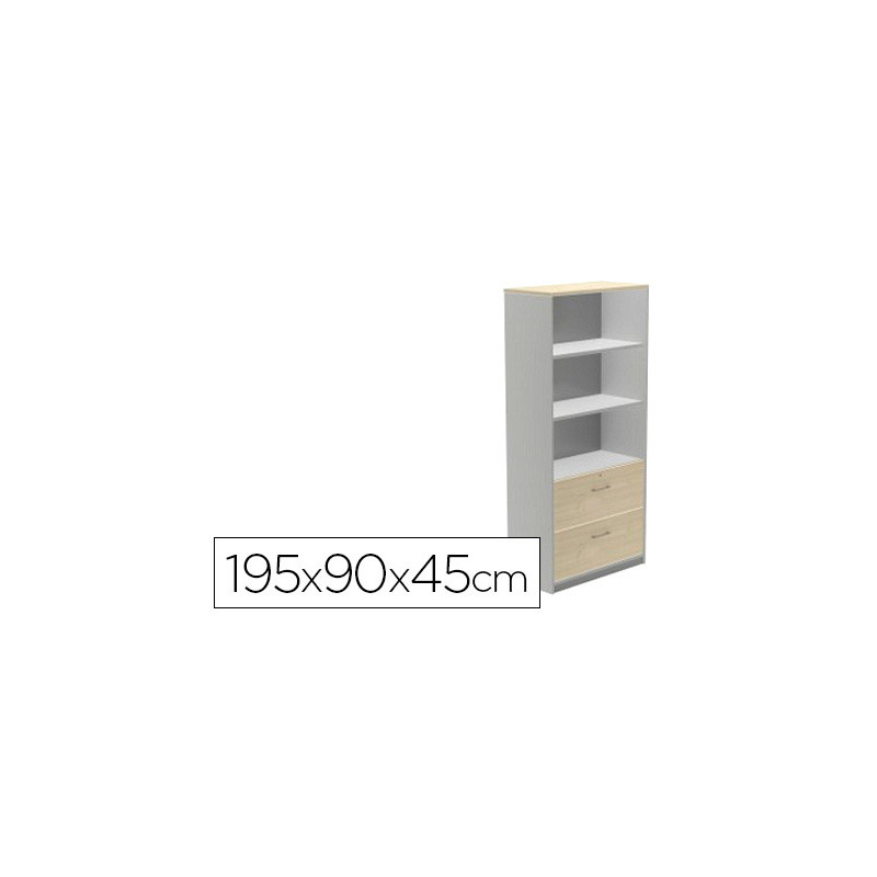 Armario rocada con tres estantes y dos cajones inferiores serie store 195x90x45 cm acabado ab04