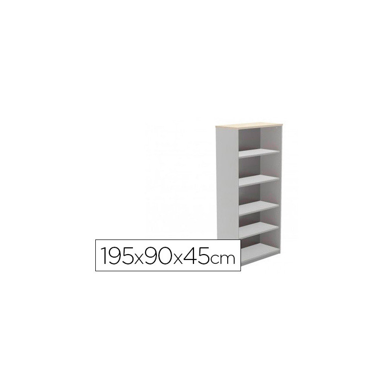 Armario rocada con cinco estantes serie store 195x90x45 cm acabado an04 gris/blanco