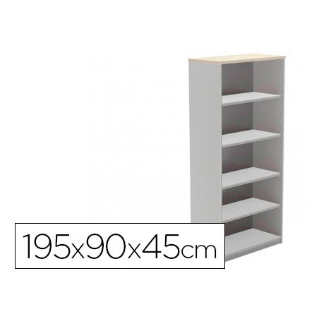 Armario rocada con cinco estantes serie store 195x90x45 cm acabado an04 gris/blanco