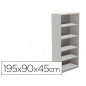 Armario rocada con cinco estantes serie store 195x90x45 cm acabado an04 gris/blanco
