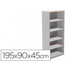 Armario rocada con cinco estantes serie store 195x90x45 cm acabado ab01 aluminio/haya