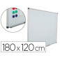 Pizarra blanca rocada acero vitrificado magnetico marco aluminio y cantoneras pvc 180x120 cm incluye bandeja