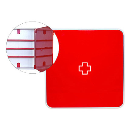 Botiquin paperflow plastico 3 estantes para medicinas 320x70x320 mm rojo