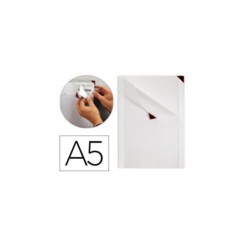 Funda de presentacion djois kang easy clic adhesiva removible din a5 esquina magnetica pack 5 uds