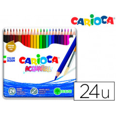 Lapices de colores carioca acuarelable caja metalica de 24 colores surtidos