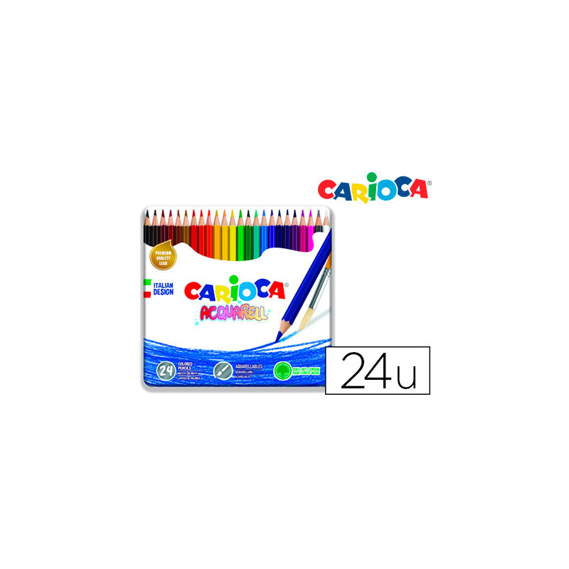 Lapices de colores carioca acuarelables caja metalica de 24 colores surtidos