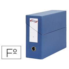 Caja transferencia pardo folio forrado extra doble lomo 80 mm estuche interior con tarjetero azul