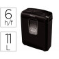 Destructora de documentos fellowes 6c capacidad de corte6 hojas en particulas destruye grapas clips y tarjetas 11l