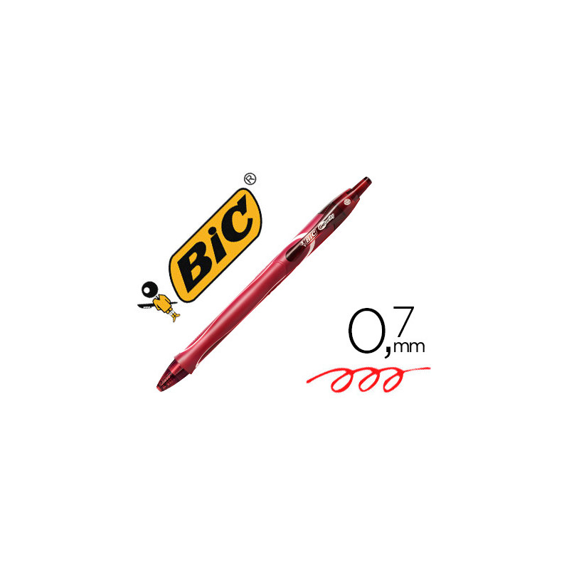 Boligrafo bic gelocity quick dry retractil tinta gel rojo punta de 0,7 mm