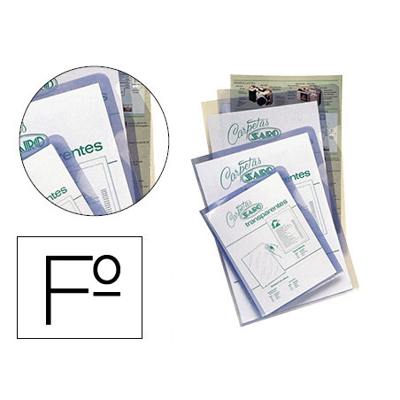 Carpeta dossier uñero saro pvc folio 280 mc transparente