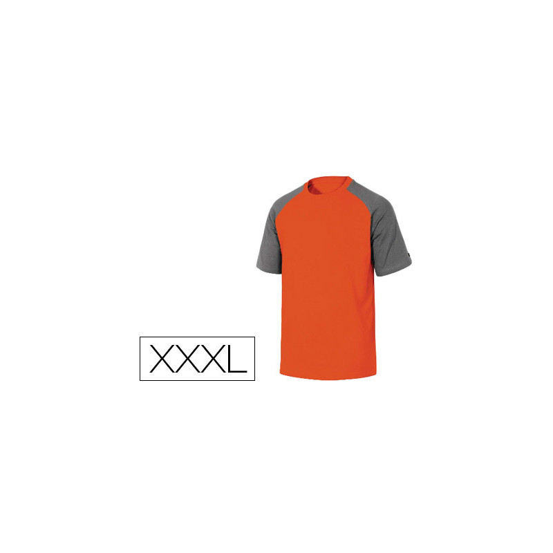 Camiseta de algodon deltaplus color gris/naranja talla 3xl