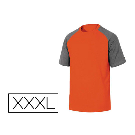 Camiseta de algodon deltaplus color gris/naranja talla 3xl