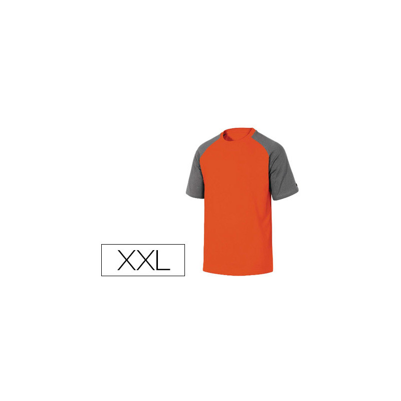 Camiseta de algodon deltaplus color gris/naranja talla xxl