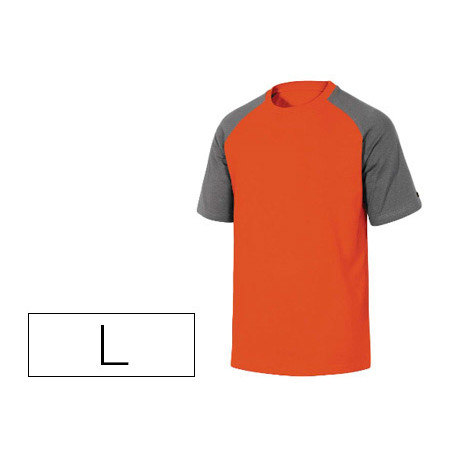 Camiseta de algodon deltaplus color gris/naranja talla l