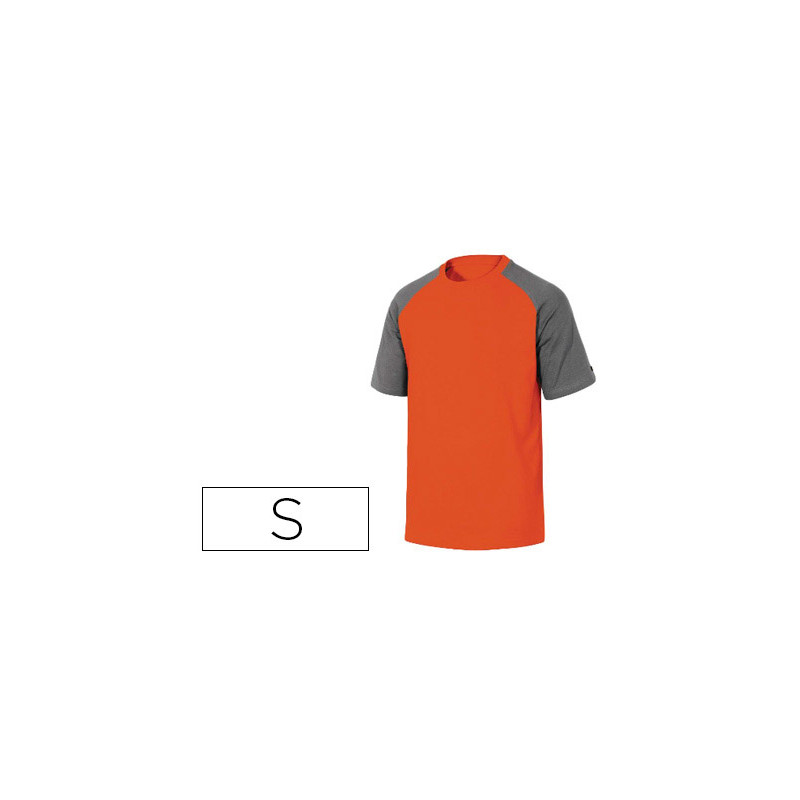 Camiseta de algodon deltaplus color gris/naranja talla s