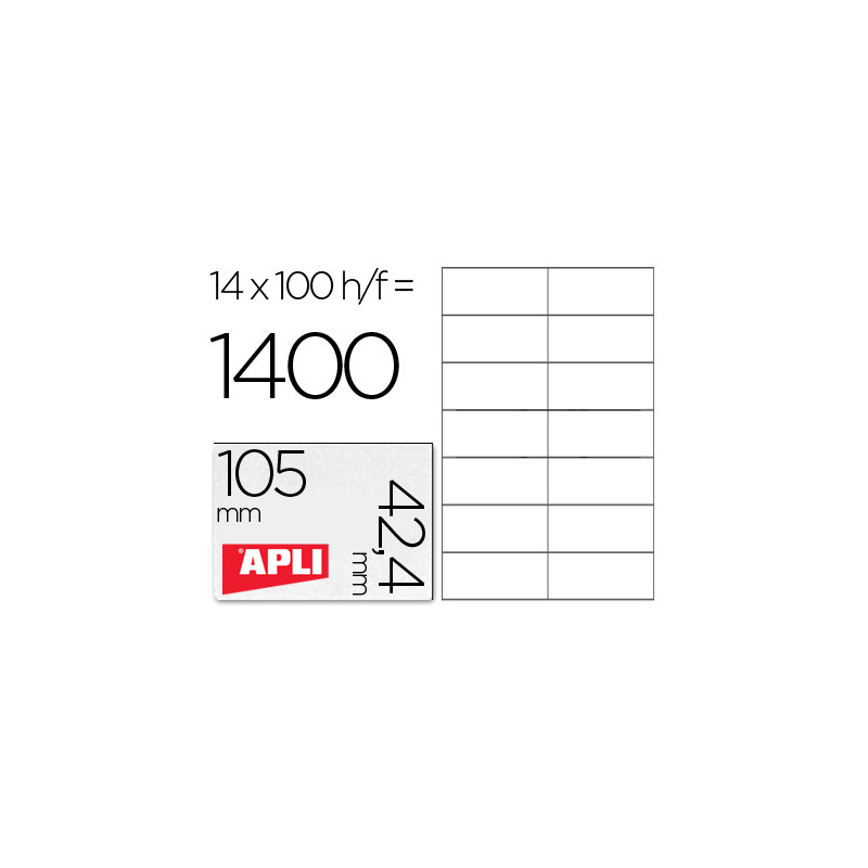Etiqueta adhesiva apli 1277 tamaño 105x42.4 mm -fotocopiadora -laser e inkjet-caja con 1400 etiquetas