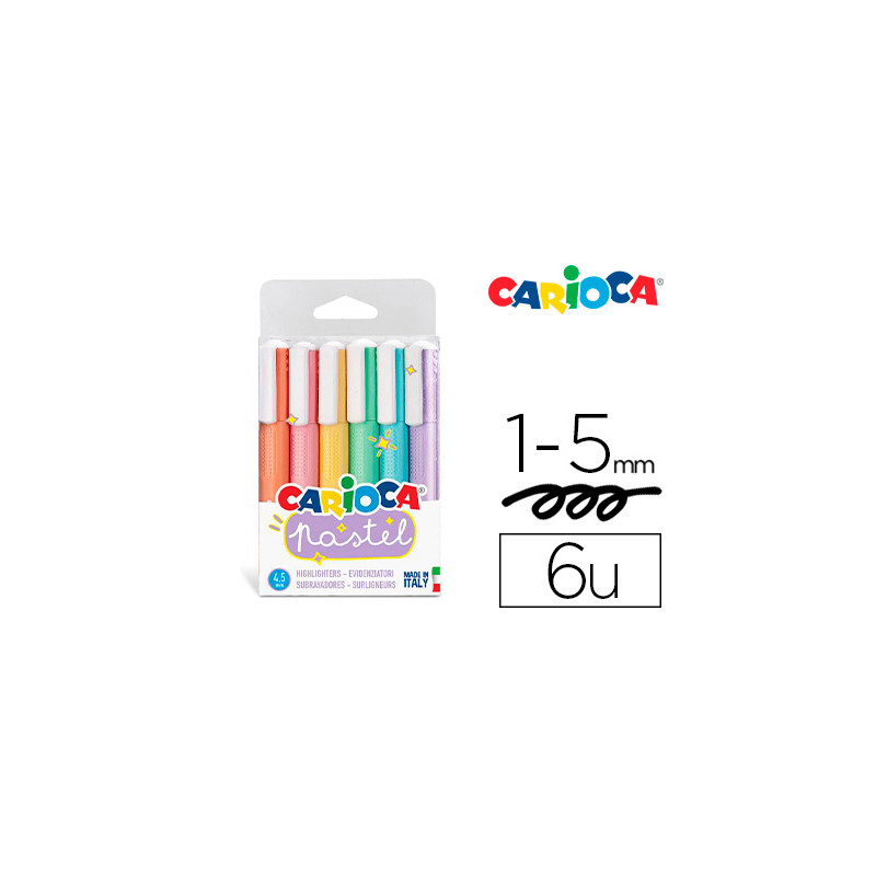 Rotulador carioca fluorescente pastel blister de 6 colores surtidos