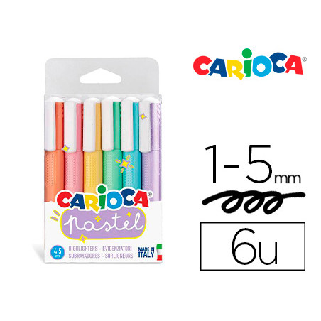 Rotulador carioca fluorescente pastel blister de 6 colores surtidos