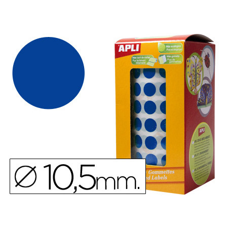 Gomets autoadhesivos circulares 10,5mm azul rollo de 5192 unidades