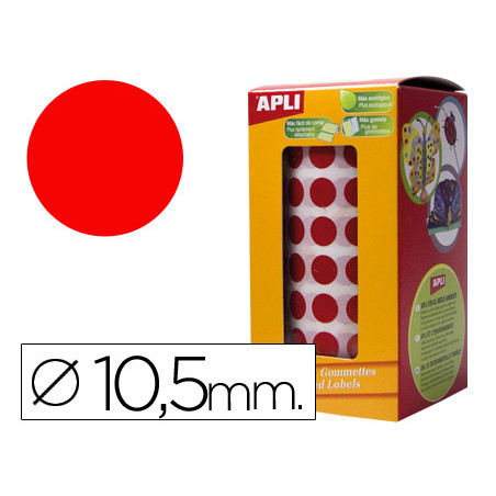 Gomets autoadhesivos circulares 10,5 mm rojo rollo de 5192 unidades