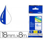 Cinta brother tze243 laminada azul-blanco 18 mm 8mts