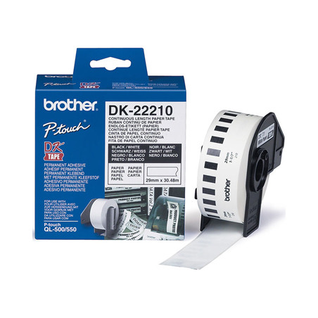 Cinta de papel continuo brother dk-22210 para impresoras ql -29mmx30,48mts-