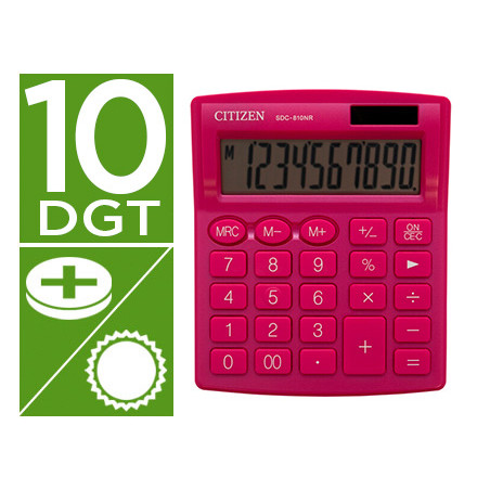 Calculadora citizen sobremesa sdc-810 nrpke 10 dígitos 124x102x25 mm rosa