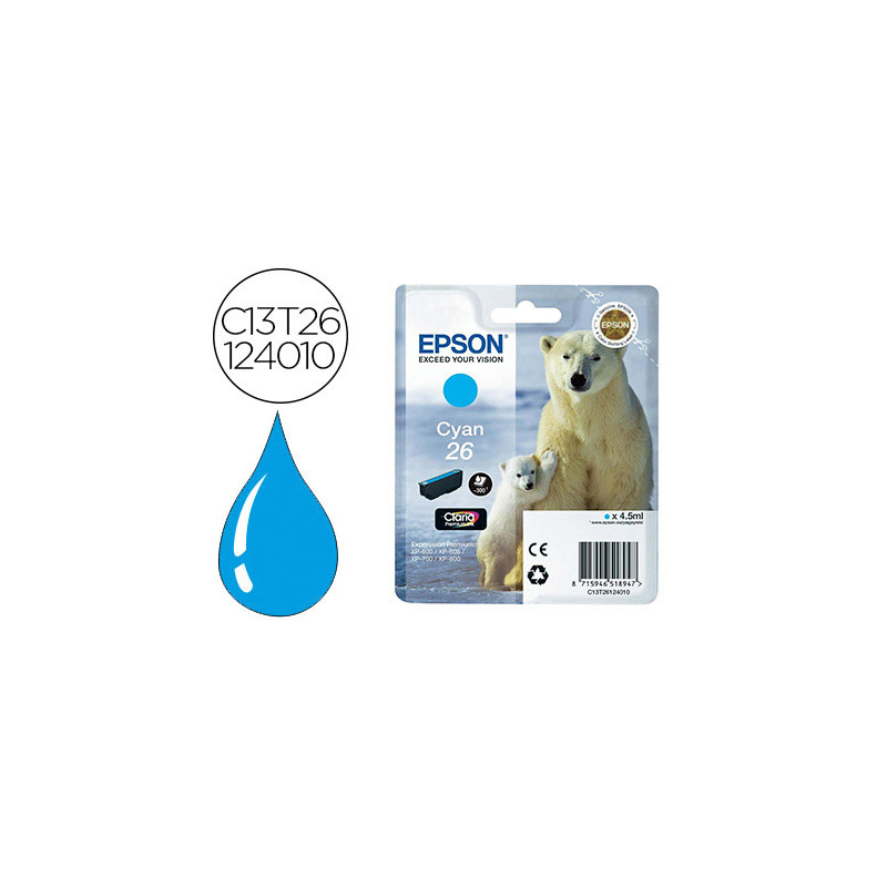 Ink-jet epson t2612 expression xp-600 / 605 / 700 / 800 cyan - 300 pag -