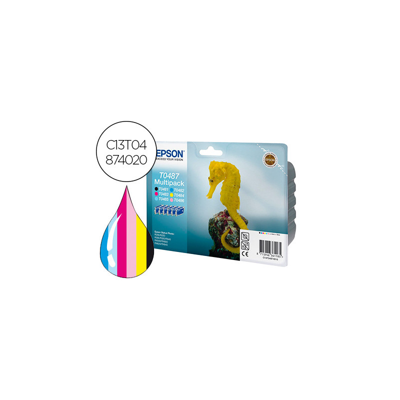 Ink-jet epson t0487 stylus dx3800 / r200 / r300 / rx500 / rx600 pack color + negro