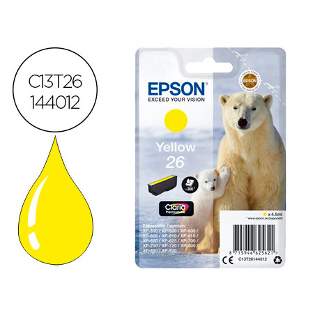 Ink-jet epson 26 xp600 / 605 / 700 / 800 amarillo 300 pag