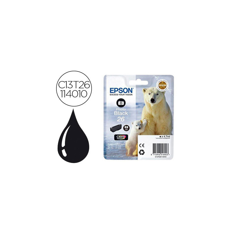 Ink-jet epson 26 xp600 / 605 / 700 / 800 negro 200 pag