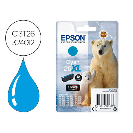 Ink-jet epson 26xl xp600 / 605 / 700 / 800 cyan 700 pag