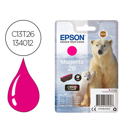 Ink-jet epson t26 xp-600 / 605 / 700 / 800 magenta 300 pag