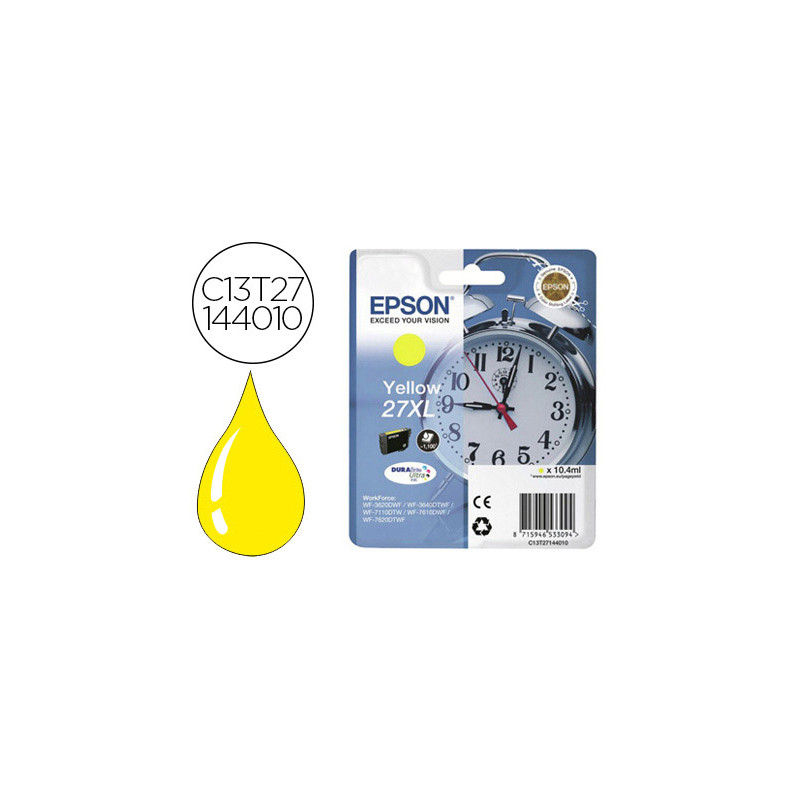 Ink-jet epson 27xl wf 3620 / 7110 / 7610 / 7620 amarillo 1.100 pag