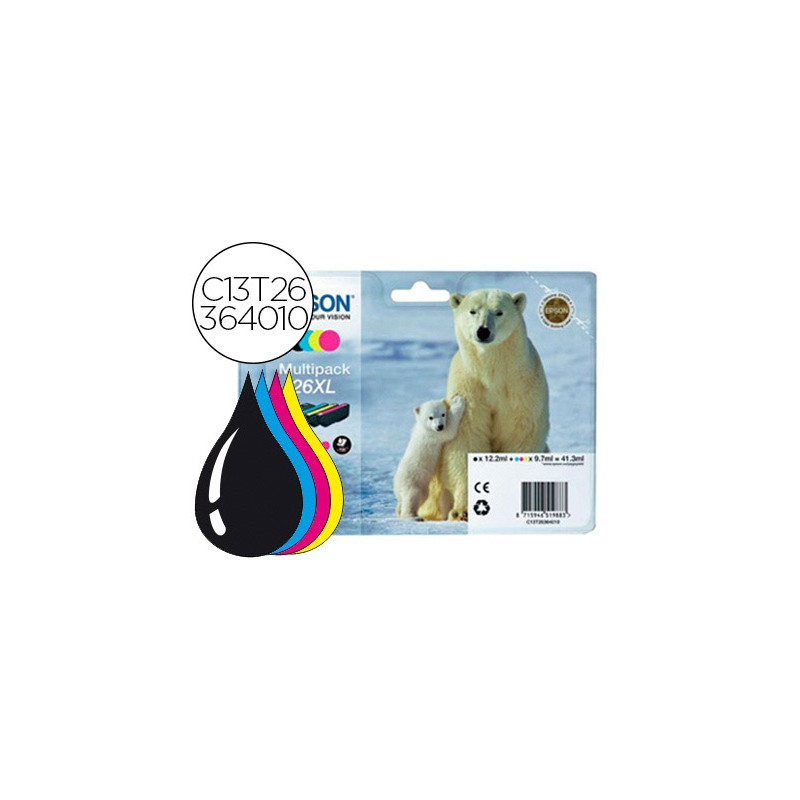 Ink-jet epson 26xl xp600 / xp700 / xp800 pack multicolor 700 pag
