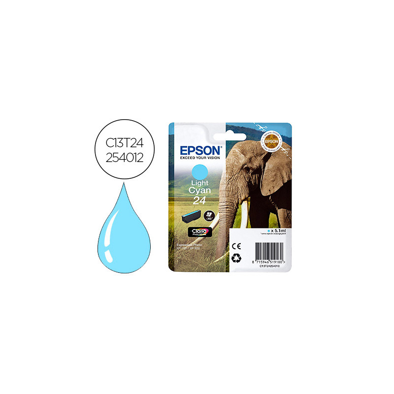 Ink-jet epson 24 expression xp-55 / 750 / 760 / 850 / 860 / 950 / 960 / 750 / 850 cian claro 240 pag