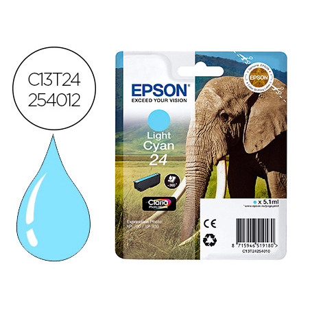 Ink-jet epson 24 expression xp-55 / 750 / 760 / 850 / 860 / 950 / 960 / 750 / 850 cian claro 240 pag