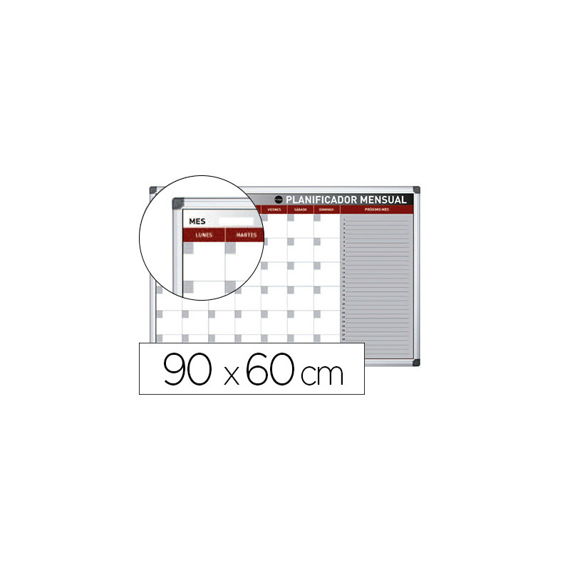 Planning magnetico bi-office mensual lacado marco aluminio rotulable 90x60 cm