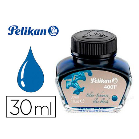 Tinta estilografica pelikan 4001 negro/azul bote 30 ml